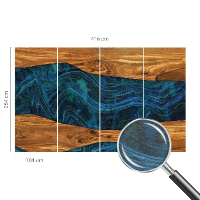 Premium photo wallpaper with a blue wood pattern