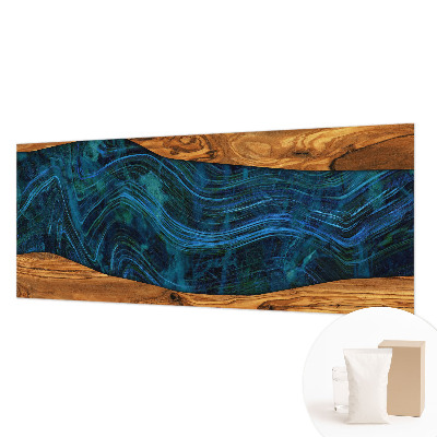 Premium photo wallpaper with a blue wood pattern