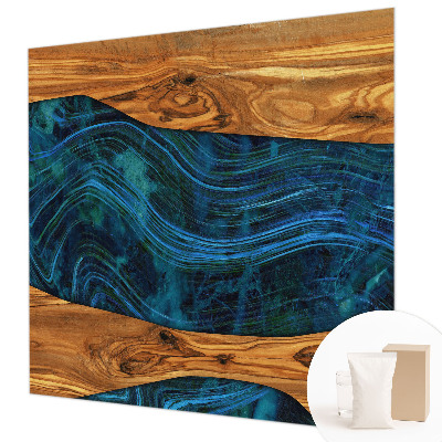 Premium photo wallpaper with a blue wood pattern