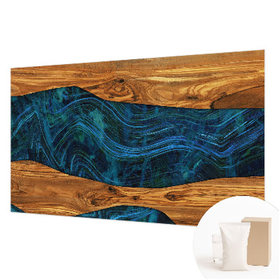 Premium photo wallpaper with a blue wood pattern