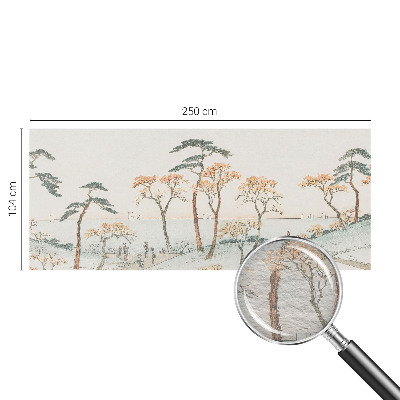 Large wallpaper mural featuring a peaceful landscape