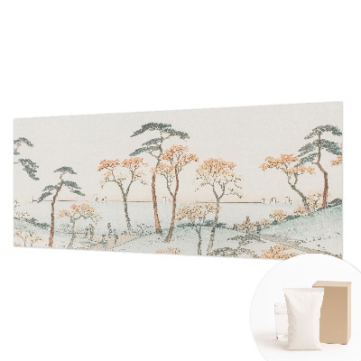 Large wallpaper mural featuring a peaceful landscape