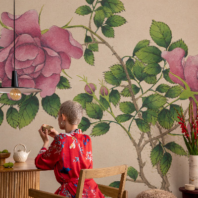 Photo wallpaper with a romantic roses design