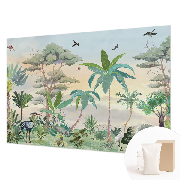 Bedroom wall mural wallpaper with an exotic flora design