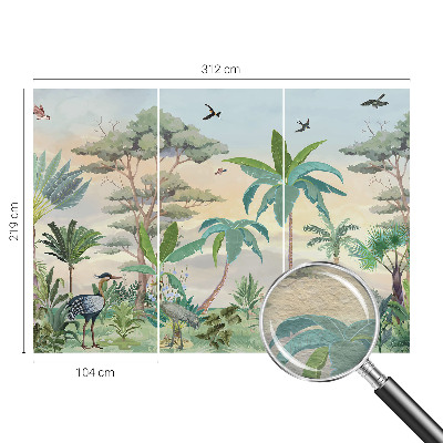 Bedroom wall mural wallpaper with an exotic flora design
