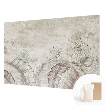 Modern wall mural for bedroom with a decorative leaves pattern