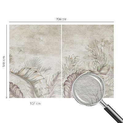 Modern wall mural for bedroom with a decorative leaves pattern