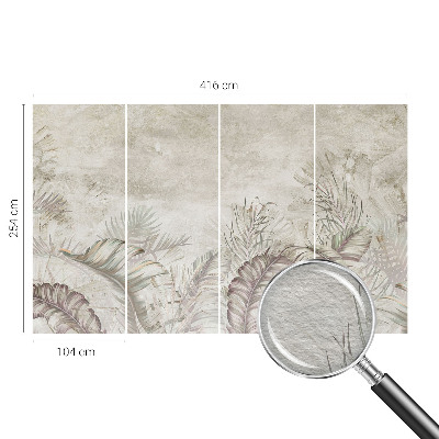 Modern wall mural for bedroom with a decorative leaves pattern