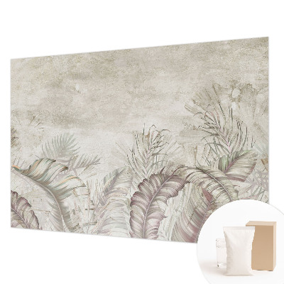 Modern wall mural for bedroom with a decorative leaves pattern