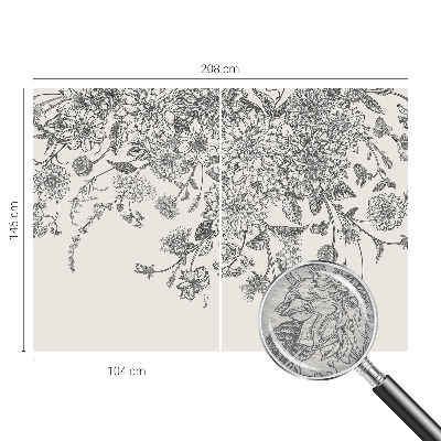 Modern wall mural for living room with a floral pattern