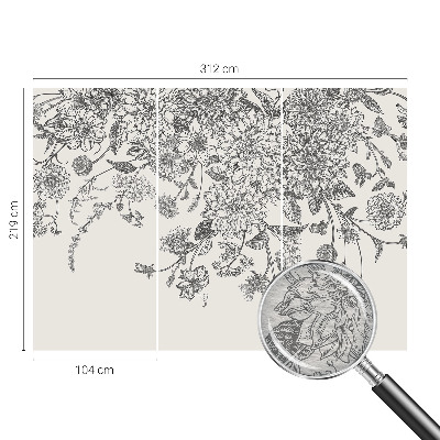 Modern wall mural for living room with a floral pattern