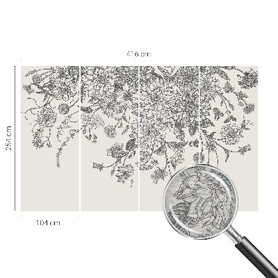 Modern wall mural for living room with a floral pattern