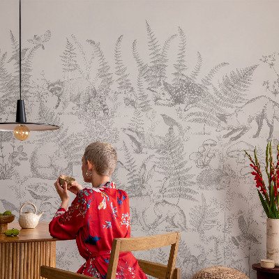 Premium photo wallpaper with a forest animals motif