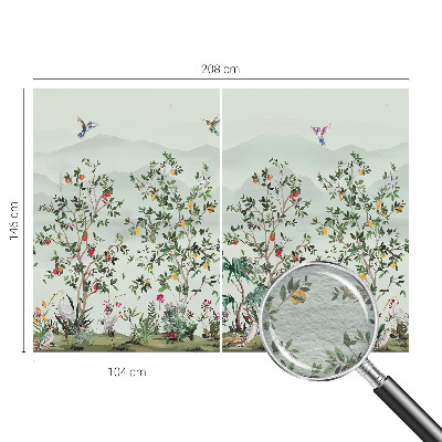 Decorative wall mural for living room with an exotic trees motif