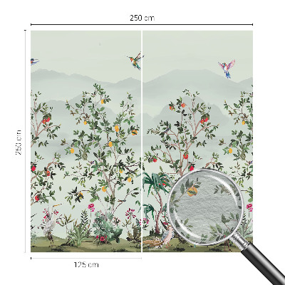 Decorative wall mural for living room with an exotic trees motif