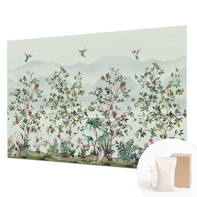 Decorative wall mural for living room with an exotic trees motif