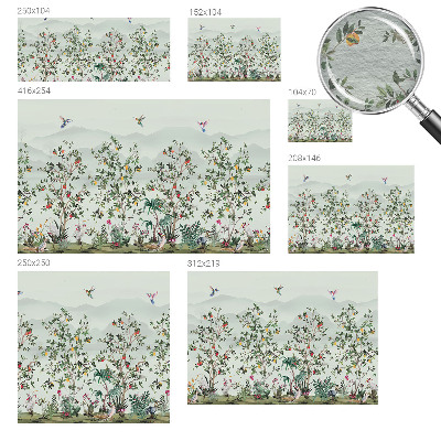 Decorative wall mural for living room with an exotic trees motif