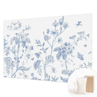Non-woven wall mural with a floral pattern