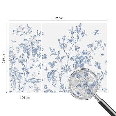 Non-woven wall mural with a floral pattern
