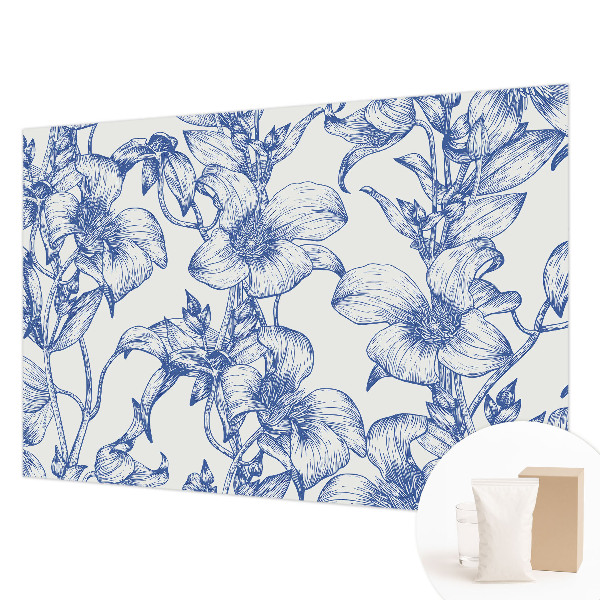Wall mural with a design of flowering branches
