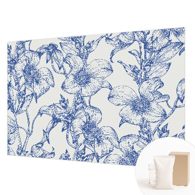 Wall mural with a design of flowering branches