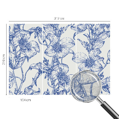 Wall mural with a design of flowering branches