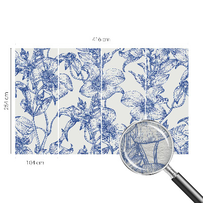 Wall mural with a design of flowering branches