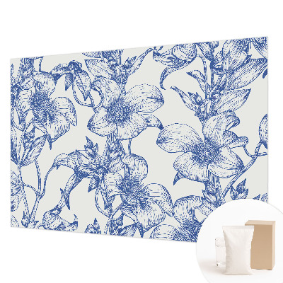 Wall mural with a design of flowering branches