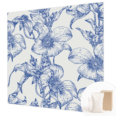 Wall mural with a design of flowering branches