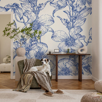 Wall mural with a design of flowering branches