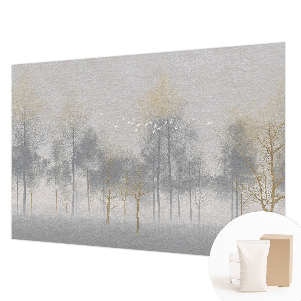 Wall mural for living room with a forest harmony design