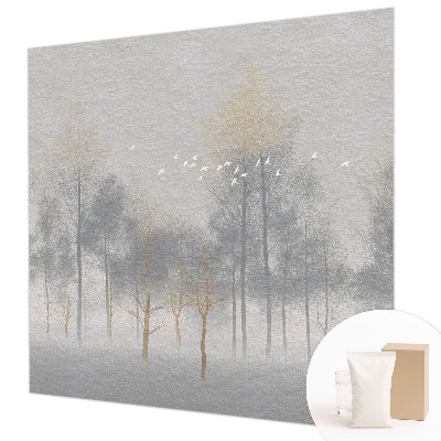 Wall mural for living room with a forest harmony design