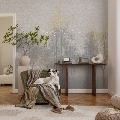 Wall mural for living room with a forest harmony design