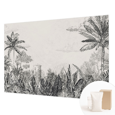 Large wall mural with a tropical scenery design