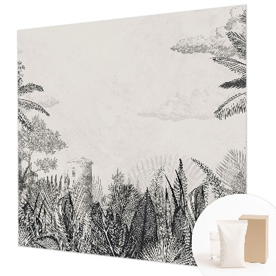 Large wall mural with a tropical scenery design