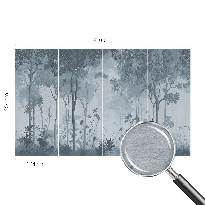 Large wallpaper mural with a mystic forest motif