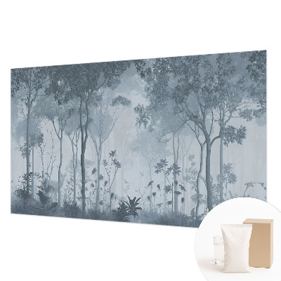 Large wallpaper mural with a mystic forest motif