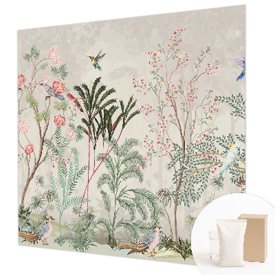 Large wall mural wallpaper with a tropical oasis design