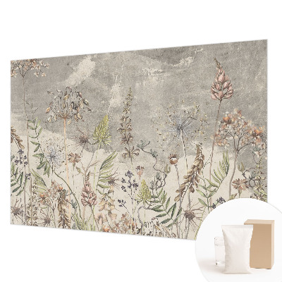 Custom size wall mural with a wild plants design
