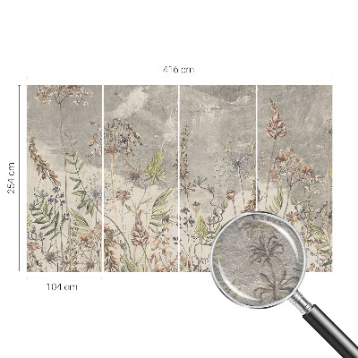 Custom size wall mural with a wild plants design