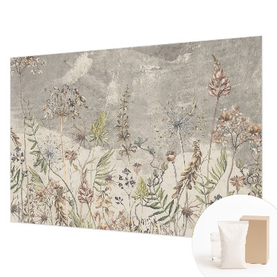 Custom size wall mural with a wild plants design