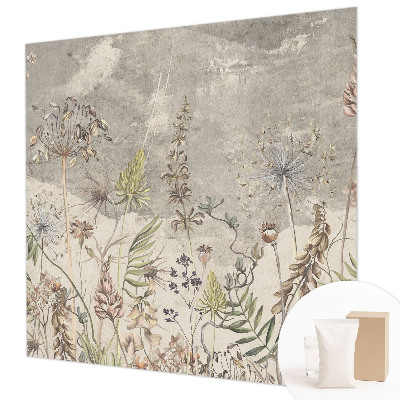 Custom size wall mural with a wild plants design