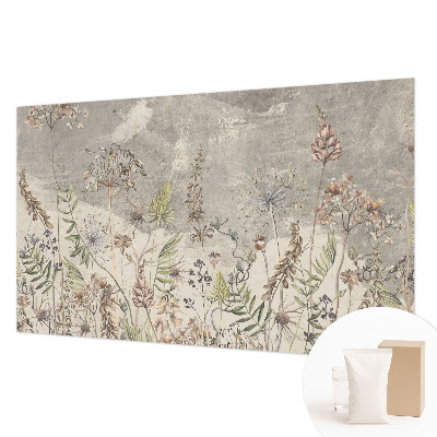 Custom size wall mural with a wild plants design