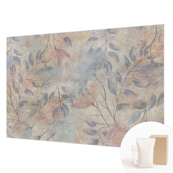 Modern wall mural with an abstract leaves design