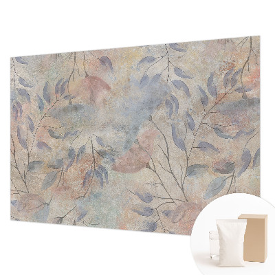 Modern wall mural with an abstract leaves design