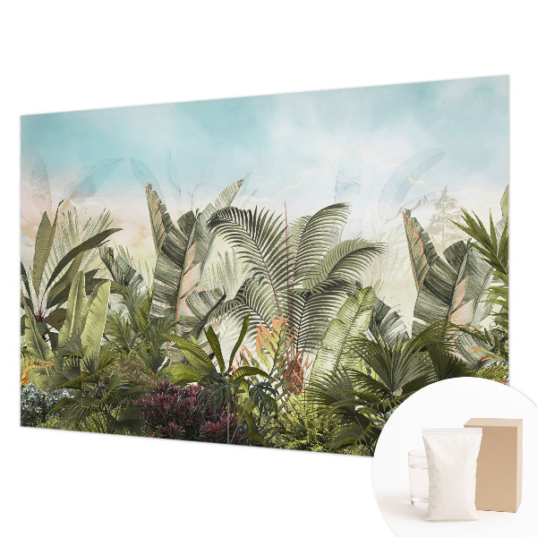 Modern wall mural for living room with a tropical paradise design