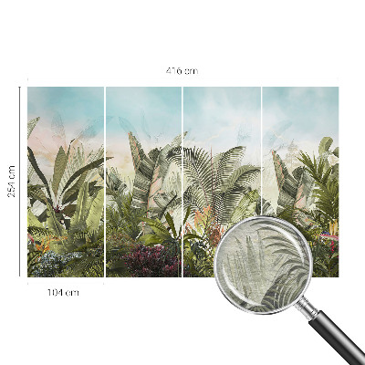 Modern wall mural for living room with a tropical paradise design