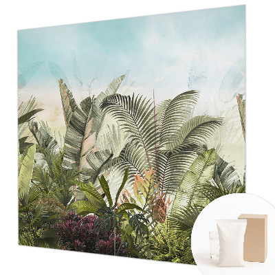 Modern wall mural for living room with a tropical paradise design