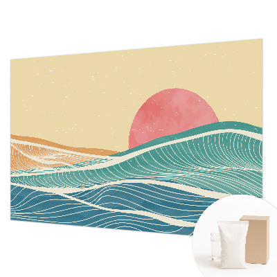 Premium wall mural for bedroom featuring sea waves