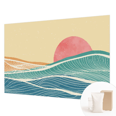 Premium wall mural for bedroom featuring sea waves